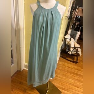 White House Black Market Blue Green Halter Dress